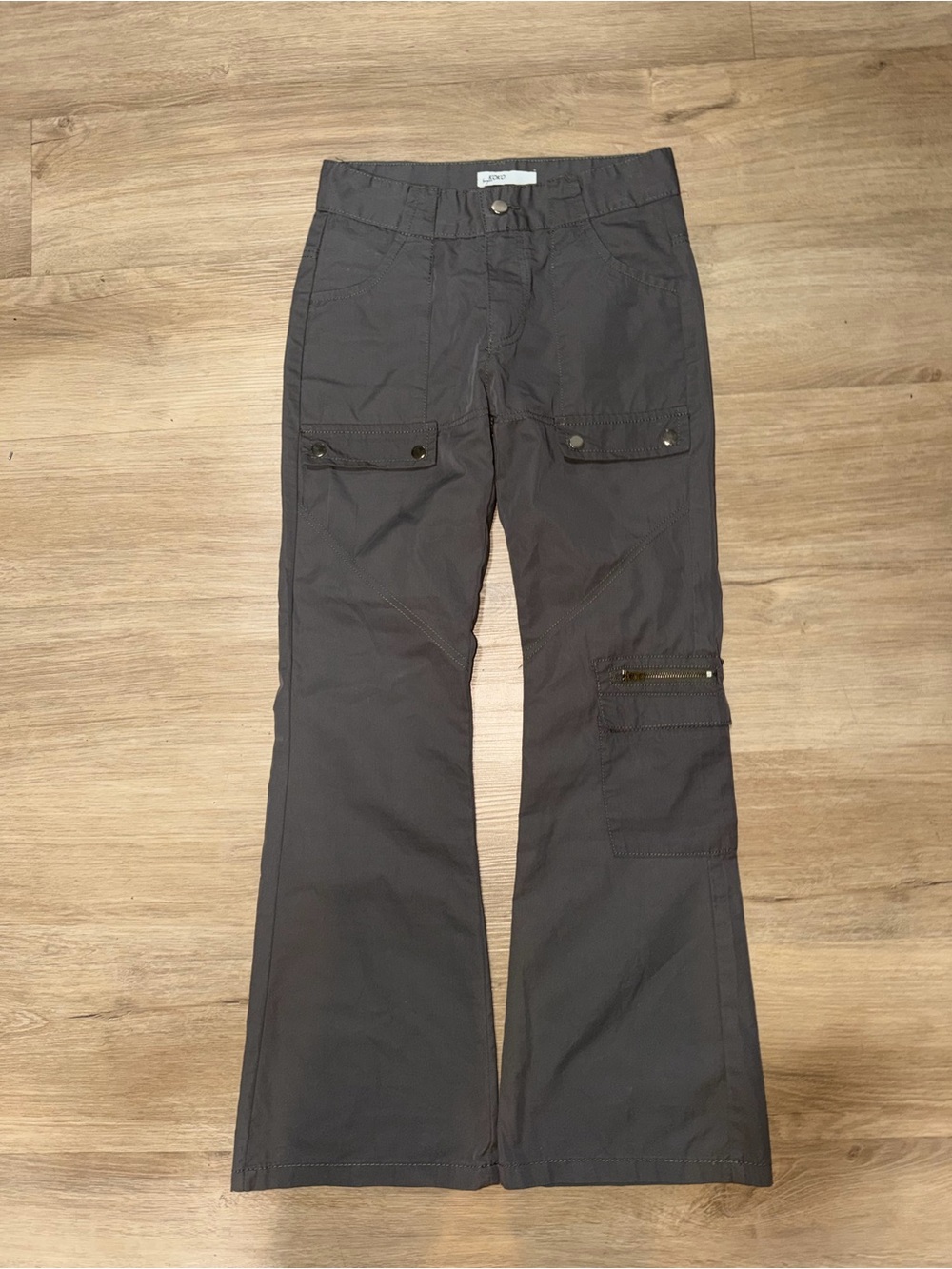 Women's Boot Cut Cargo Pants in Charcoal Gray
